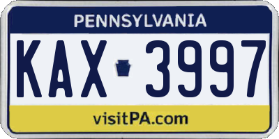 PA license plate KAX3997