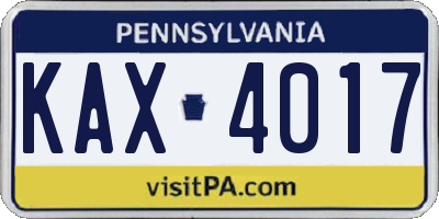 PA license plate KAX4017