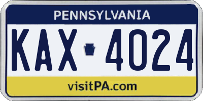 PA license plate KAX4024