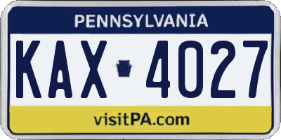 PA license plate KAX4027