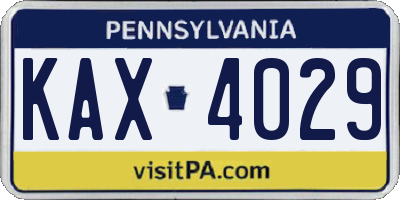 PA license plate KAX4029