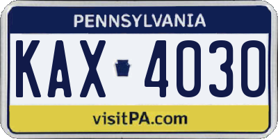 PA license plate KAX4030
