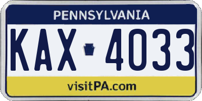 PA license plate KAX4033