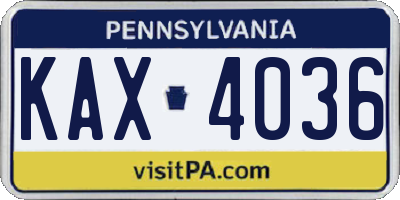 PA license plate KAX4036