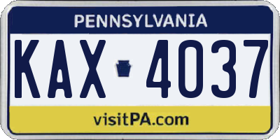 PA license plate KAX4037