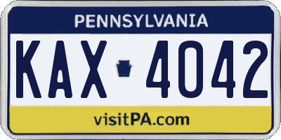 PA license plate KAX4042