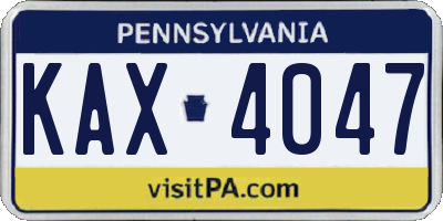 PA license plate KAX4047
