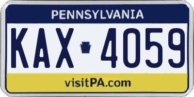 PA license plate KAX4059