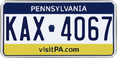 PA license plate KAX4067