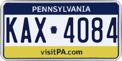 PA license plate KAX4084