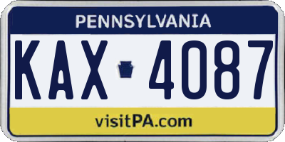 PA license plate KAX4087