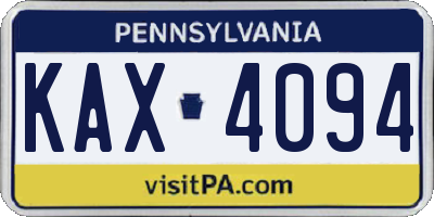 PA license plate KAX4094