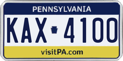 PA license plate KAX4100