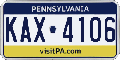 PA license plate KAX4106