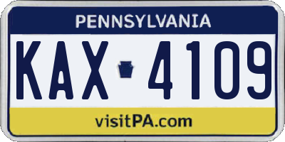 PA license plate KAX4109