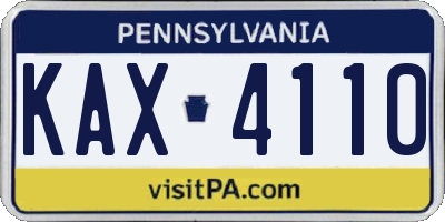PA license plate KAX4110