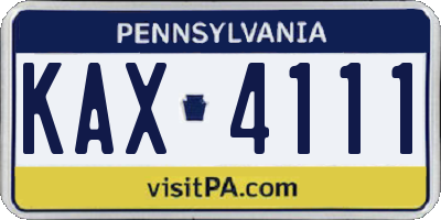 PA license plate KAX4111