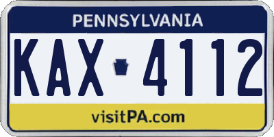 PA license plate KAX4112