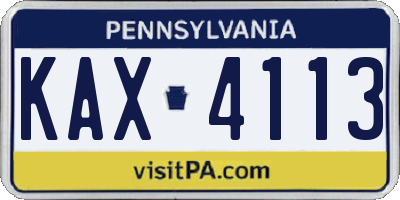 PA license plate KAX4113