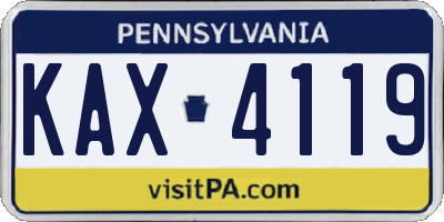 PA license plate KAX4119