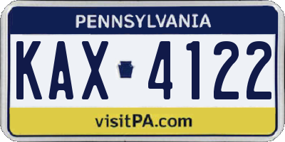 PA license plate KAX4122
