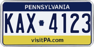 PA license plate KAX4123