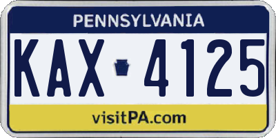 PA license plate KAX4125