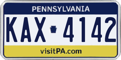 PA license plate KAX4142