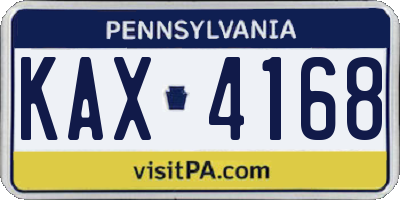 PA license plate KAX4168