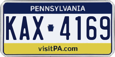 PA license plate KAX4169