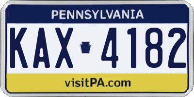 PA license plate KAX4182
