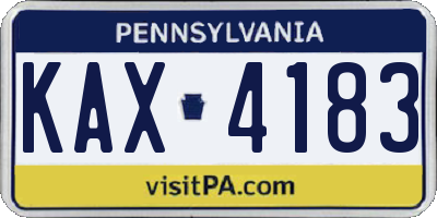 PA license plate KAX4183