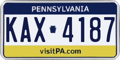 PA license plate KAX4187