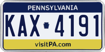 PA license plate KAX4191