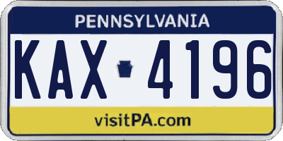 PA license plate KAX4196