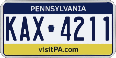PA license plate KAX4211
