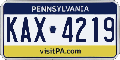 PA license plate KAX4219