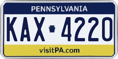 PA license plate KAX4220