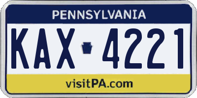 PA license plate KAX4221
