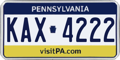 PA license plate KAX4222