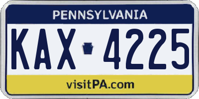 PA license plate KAX4225