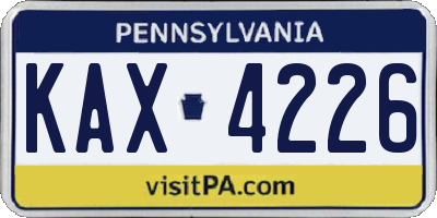 PA license plate KAX4226