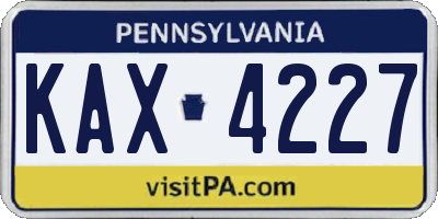 PA license plate KAX4227