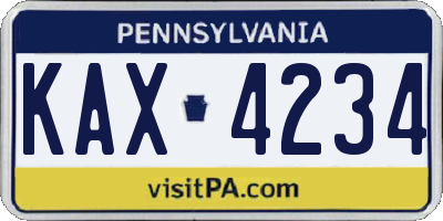 PA license plate KAX4234