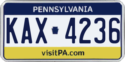 PA license plate KAX4236