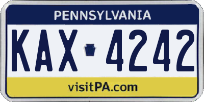 PA license plate KAX4242