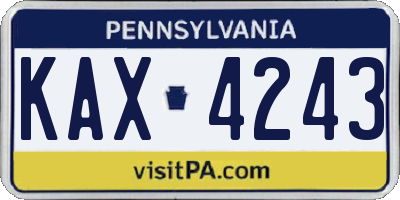 PA license plate KAX4243