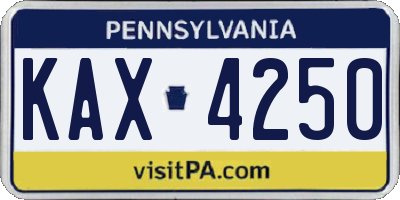 PA license plate KAX4250
