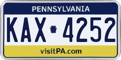 PA license plate KAX4252