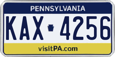 PA license plate KAX4256